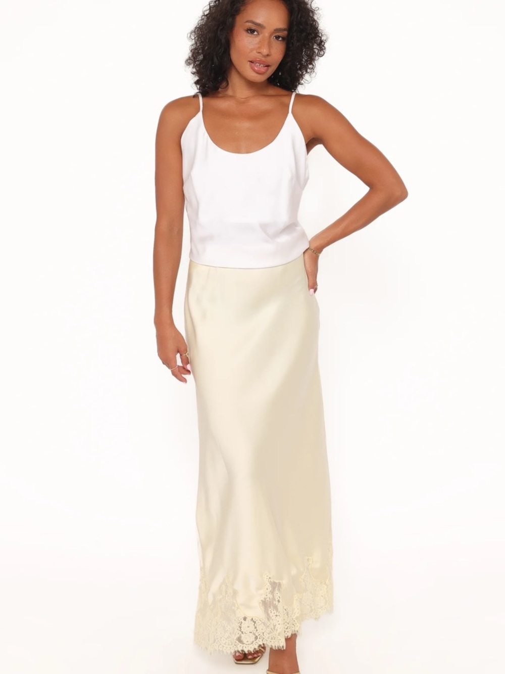 Alira Lace Trim Midi Skirt